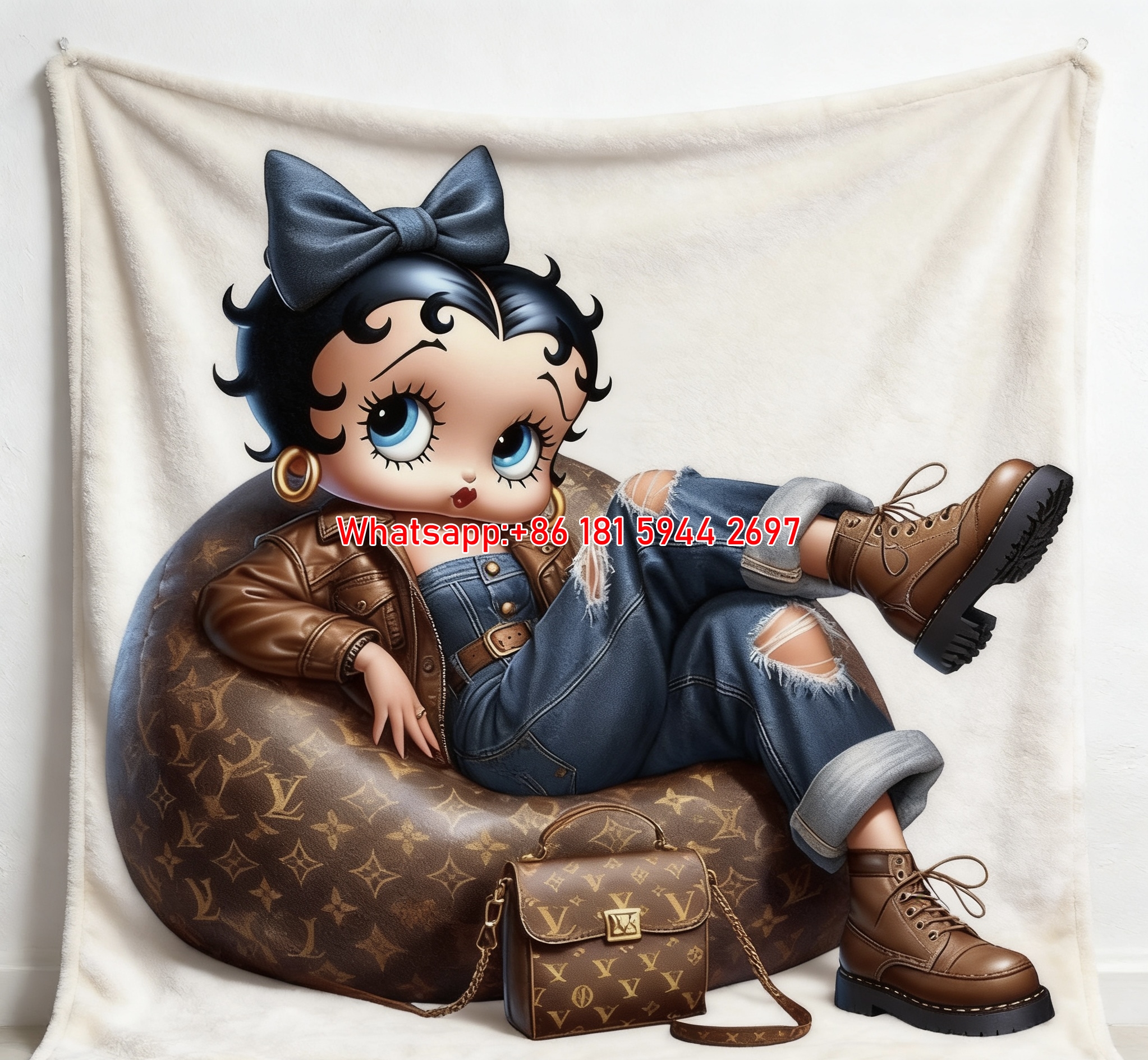Betty Boop LV Monogram Flannel Throw Blanket 314